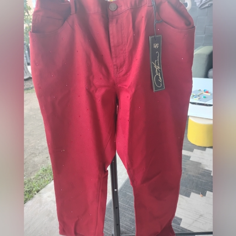 DIANE GILMAN Rhinestone Pencil Stretch Pants